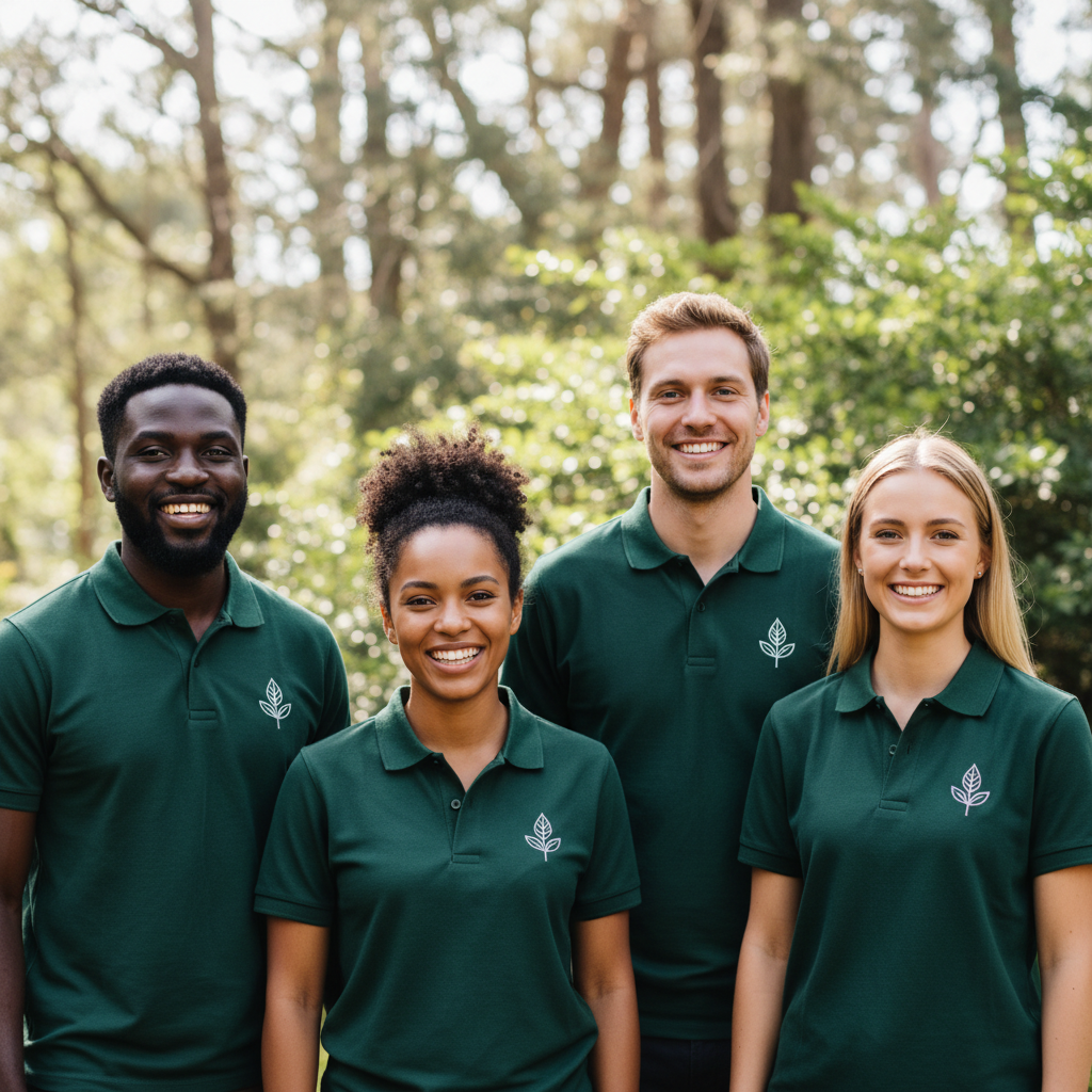 Verde Technology team members in branded shirts